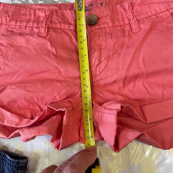 Set Of 2 American Eagle Outfitters Cotton  Shorts Sz 0/ 00 Blue/ Coral - Picture 4 of 9